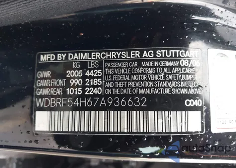 2007 Mercedes-Benz C 280 Luxury z USA, uszkodzony, nr VIN WDBRF54H67A936632